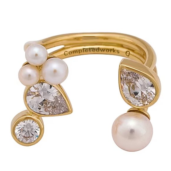 Completedworks Jewelry - Completedworks CZ Stone Ring in Gold Pearl Crystal Medium